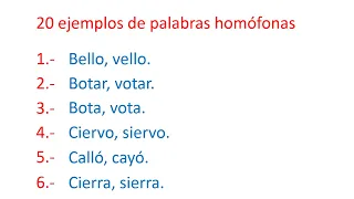 20 ejemplos de palabras homofonas