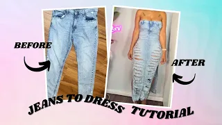 Transform your old jeans into a cute AF dress ♻️✂️