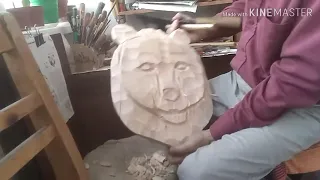 Рельеф из дерева волк медведь кабан.    Wood carving