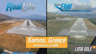 MS Flight Simulator 2020 vs Real Life | Approach and landing to Samos | Crazy winds | Cockpit view