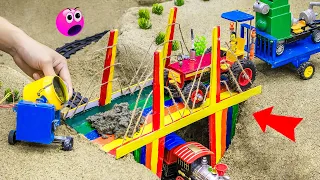 Top diy tractor making mini Concrete bridge with rainbow colors | @KeepVilla | @Farm Diorama