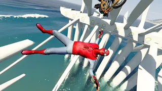 GTA 5 Epic Ragdolls And Fails #8 ( Spider Man Homemade / Windmills On The Water )