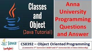 Java | Programs using Class and Object | Part 1 | CS8392-Object Oriented Programming | Tamil | 16