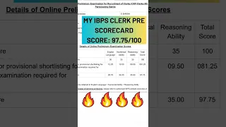 IBPS CLERK PRE Scorecard. Score: 97.75🔥🔥🔥 #ibpsclerk #bankexam #ibps