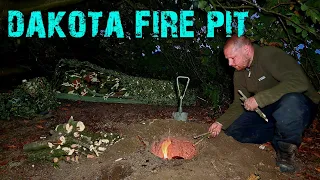 Stealth camping & Digging a dakota fire pit for a stealth camp fire.