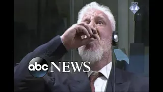 Bosnian war criminal drinks poison in court