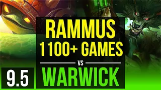 RAMMUS vs WARWICK (JUNGLE) | 1100+ games, KDA 6/2/11 | BR Master | v9.5