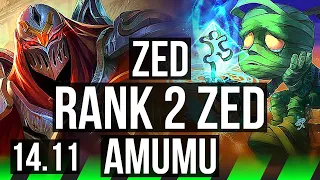 ZED vs AMUMU (JGL) | Rank 2 Zed, 12/1/14, Quadra, Legendary, Rank 29 | JP Challenger | 14.11