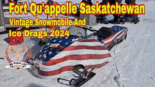 Fort Qu'appelle Saskatchewan Vintage Snowmobile And Ice Drags 2024 Full Video. Snowmobile Racing