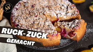 Einfacher und schneller Zwetschgenkuchen mit Streusel - saftiger Kuchen zum selber machen