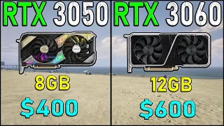 RTX 3050 vs  RTX 3060 | i5-12400F - 9 Games Test -1080p | Tech MK