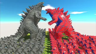 Epic Godzilla Battle | Growing Godzilla 2014 VS Spider Godzilla - Animal Revolt Battle Simulator