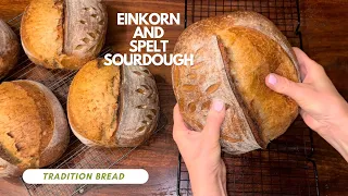 delicious sourdough bread with einkorn and spelt whole grain flour / step by step recipe