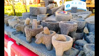 LA CULTURA DE LAS PIEDRAS: MOLCAJETES, METATES, LAMPARAS, SILLAS , estamos en CHOLULA PUEBLA MÉXICO