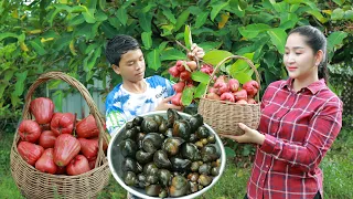 Rose Apple Fish Paste Sauce, Snail Curry, Sweet Fruit Delicious - Cooking with Sros