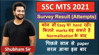 SSC MTS 2021-2022 Analysis Result (Attempts)😊| Easy Shift and Hard Shift| Normalisation कैसा होगा