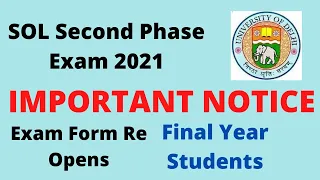 Important Video for SOL final Year Second phase Exam September 2021