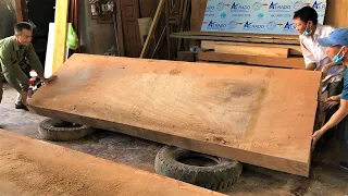 Woodworking Techniques & Skills Craft // Working with Extremely Heavy Hardwood - Giant Outdoor Table