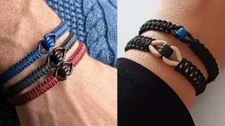 👉 TUTORIAL Pulseras para hombre con hilo chino y cordón piel o cuero #pulseras #cuero #hilo #hombres