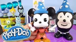 Play Doh Disney Mickey Mouse Sorcerer Pop + Disney Mystery Minis Toys + Surprise Play Dough Egg