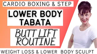 LIVE #215 💥 At Home Cardio Boxing-Step Routine💥Lower BODY Tabata With A BUTT LIFT Focus ✔Low Impact