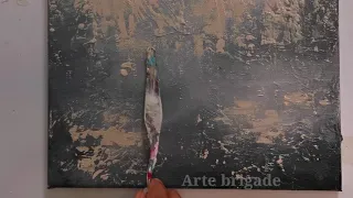 Very easy Black and white textured gold leaf painting by Arte brigade|easy tutorial for beginners