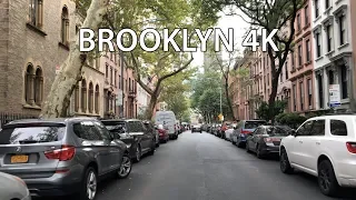 New York City 4K - Brooklyn Brownstones - Driving Downtown - USA