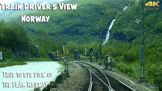 4K CAB VIEW: True to eye view of the Flåm Railway (Myrdal - Flåm)