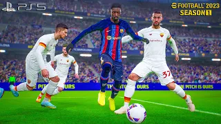 eFootball 2023 | Barcelona vs Roma at Camp Nou Spotify | PS5 Full Match Next Gen Gameplay | 4K