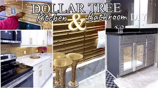 DOLLAR TREE Gold KITCHEN Backsplash And BATHROOM Cabinet cover Idea!