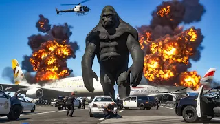 GTA 5 - King Kong Attack Airport | King kong vs police | King kong fight #2