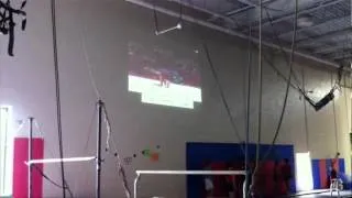 Exxcel Gymnastics and Climbing Club cheer for Aly Raisman and Team USA