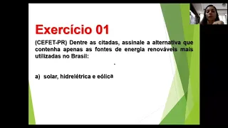 Exercícios fontes de energia