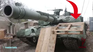 Russia's newest tank T-90M Proryv-3 with stealth cape, seen in Ukraine