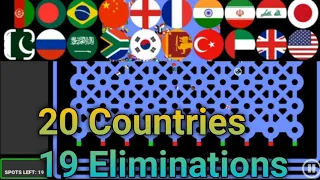 20 Countries & 19 Eliminations Marble Race | Countries Marble Race