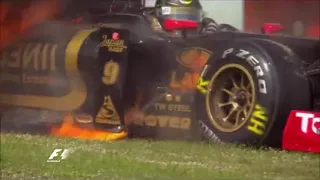 F1 2011 Spain FP3 Heidfeld Fire