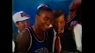 Detroit Pistons beat LA Lakers Game 4 NBA Finals 1989 - Final minutes and post game title coverage