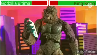 Godzilla ultima vs King Kong stop motion with healthbars (40 sub special)