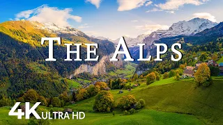 FLYING OVER THE ALPS - Amazing Beautiful Nature Scenery With Relaxing Music | 4K VIDEO ULTRA HD