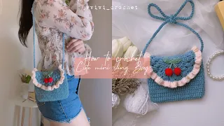 🍒 How to Crochet Mini sling Bag | Cute Cherry Crochet Bag 🍒