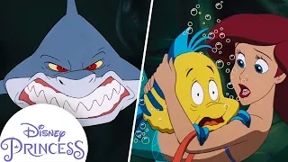 Ariel Saves Flounder From a Shark | The Little Mermaid | Disney Princess