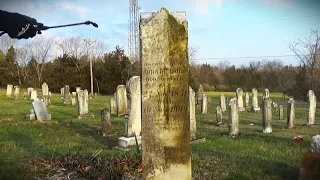 Cleaning Tall Double Sided Headstone Church Bells Ringing Clouds Rolling #headstone #grave