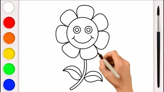 Learn to draw a multicolored flowee. Drawings for kids.