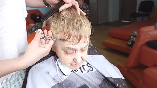 ANTI AGE HAIRCUT - SHORT BLONDE LAYERED PIXIE WITH UNDERCUT