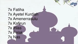 7 Fatiha 7 Ayetul Kursi 7 Amenerrasulu 7 Kafirun 7 Ihlas 7 Felak 7 Nas Quran kerim Rukye