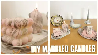 DIY Marbled Candle How To Make Marbled Candles In Two Ways Homemade Candle Making Ideas 大理石纹蜡烛