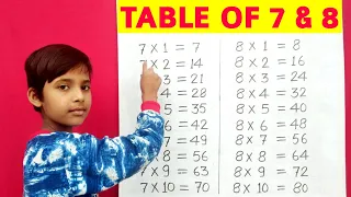 Learn Table of 7 and 8 | Table of 7 | Table of 8 | Easy method of tables | RSGauri