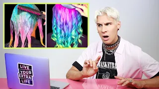 HAIRDRESSER REACTS TO CRAZY HAIR COLORING!