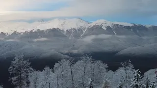 Insane Sochi/Adler Krasnaya Polyana (Red Meadow) view of the snowy mountains in 4K