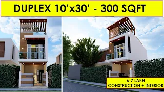 10 x 30 feet, 300 Sqft Small Modern House Plan & Interior Design, with Car Parking & Terrace Garden
